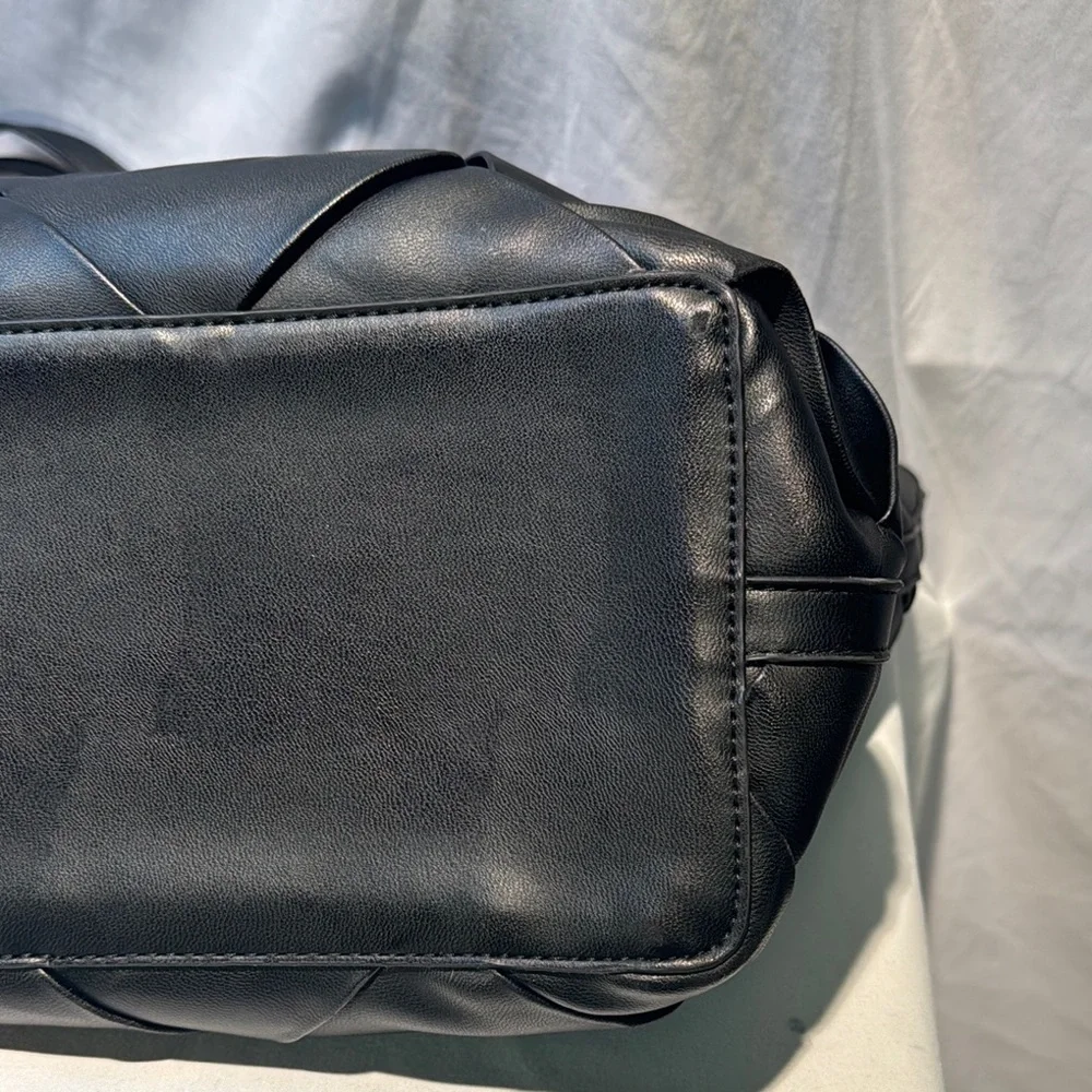Steve Madden Black Quilted Tote with Metallic Accents